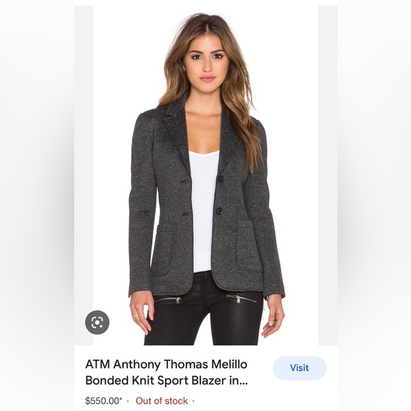 NEW ATM Bonded Knit Sport Blazer in Charcoal Grey Work Business Casual - Picture 4 of 13